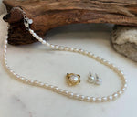 Elly’s Set of 3, pearls Necklace Pendant earrings, natural Freshwater pearls, vintage cool set.