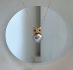 Elly’s 12.1mm Tahitian silver Platinum taupe ocean Owl pendant: Extreme luster mirrored, S925 silver pendant.