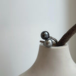 Elly’s Double Tahitian ocean pearls Ring: 9.9-10.1mm, Extreme luster mirrored, S925 Silver Adjustable Ring.