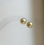 Elly’s 9.8mm Genius natural South sea Champagne Gold ocean Pearls Earrings studs: Extreme luster, S925 silver minimalist earrings studs.