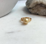 Elly’s 10mm South sea ultra gold ocean pearl Ring: Extreme luster mirrored, S925 silver with gold plated adjustable Vintage Ring.
