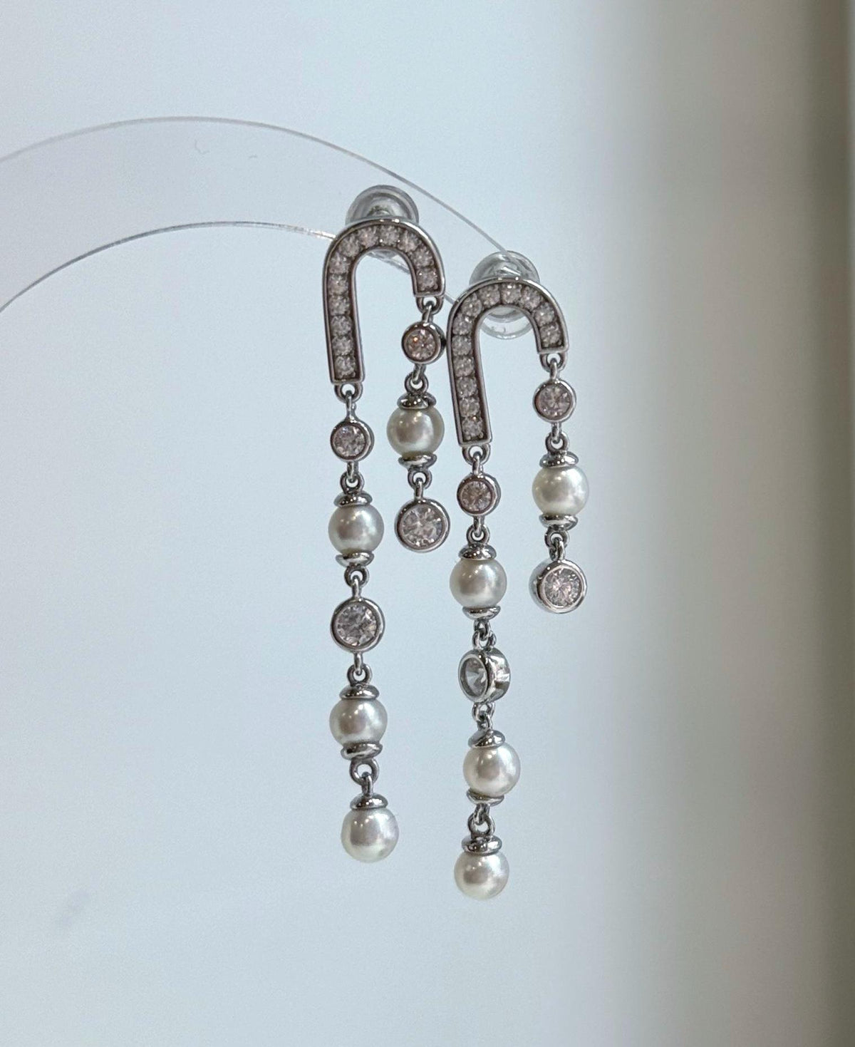 Elly’s 8pcs 4.3-4.5mm White Freshwater pearls Earrings chandeliers: Extreme luster mirrored, 4.8cm high, S925 silver vintage earrings.