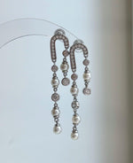 Elly’s 8pcs 4.3-4.5mm White Freshwater pearls Earrings chandeliers: Extreme luster mirrored, 4.8cm high, S925 silver vintage earrings.