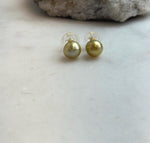 Elly’s 8.8mm Genius natural South sea Deep Tea Gold ocean Pearls Earrings studs: Extreme luster, S925 silver minimalist earrings studs.