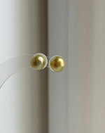 Elly’s 8.8mm Genius natural South sea Deep Tea Gold ocean Pearls Earrings studs: Extreme luster, S925 silver minimalist earrings studs.