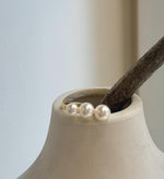 Elly’s 3pcs 4.6-5.8mm Freshwater white pearls Ring: Extreme luster mirrored, 1.6cm long, S925 Silver Adjustable Ring.