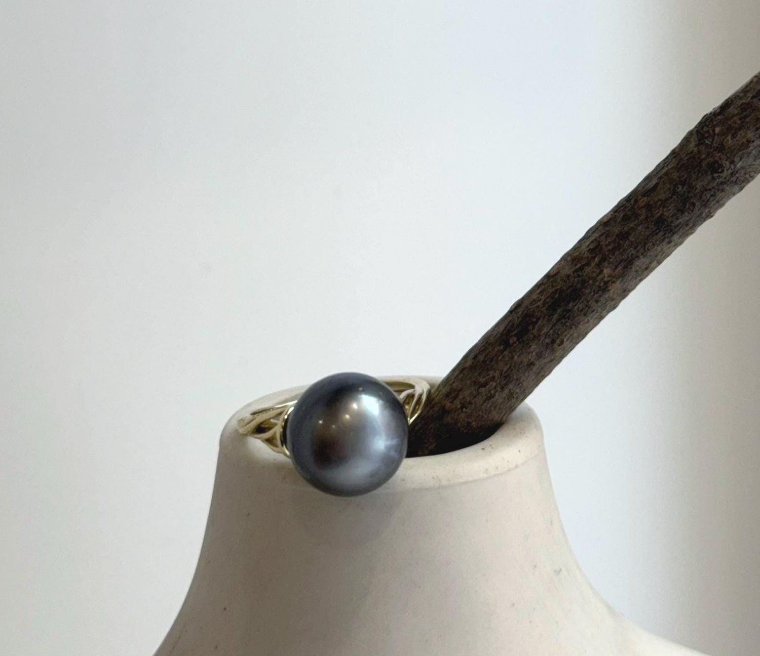 Elly’s 12mm Tahitian Ocean platinum ocean Pearl Ring: Extreme luster mirrored, S925 silver adjustable Ring. Pearl Jewelry Idea.