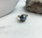 Elly’s 12mm Tahitian Ocean platinum ocean Pearl Ring: Extreme luster mirrored, S925 silver adjustable Ring. Pearl Jewelry Idea.