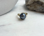 Elly’s 12mm Tahitian Ocean platinum ocean Pearl Ring: Extreme luster mirrored, S925 silver adjustable Ring. Pearl Jewelry Idea.