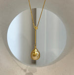 Elly’s 11.9x13.6mm South Sea deep tea golden ocean pearl cool Pendant Y-Lariat Necklace Set: Extreme luster mirrored. To 19.1“