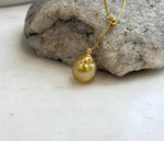 Elly’s 11.9x13.6mm South Sea deep tea golden ocean pearl cool Pendant Y-Lariat Necklace Set: Extreme luster mirrored. To 19.1“