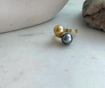 Elly’s Double South sea golden Tahitian ocean pearls Snake Ring: Extreme luster mirrored, 9.6-9.9mm, S925 silver adjustable cool Ring.