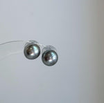 Elly’s 10mm Tahitian Silver Platinum ocean Pearls Earrings studs: Extreme luster Mirrored, S925 silver minimalist earrings.