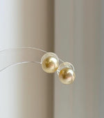 Genuine South Sea gold pearl earrings in S925 sterling silver.
