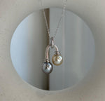 Elly’s 9.4-9.6mm South sea golden Tahitian ocean pearls Pendant: Extreme luster mirrored, S925 Silver cool pendant.