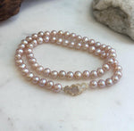Elegant pink freshwater pearl necklace 17 inch minimalist jewelry