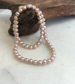 Classic rose pearl necklace handcrafted with sterling silver clasp