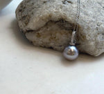 Elly’s 12mm Tahitian platinum ocean Pearl pendant: Extreme luster mirrored, S925 silver minimalist pendant, 2.1cm high.