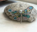 Natural blue silver Akoya pearl butterfly brooch