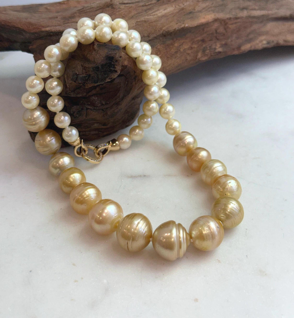 Mirror-luster genuine pearl necklace with S925 silver clasp.