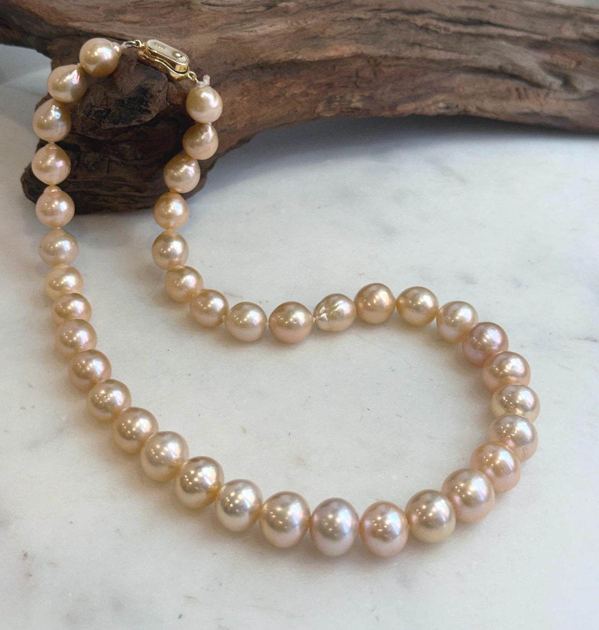 Genuine peach gold pearl jewelry