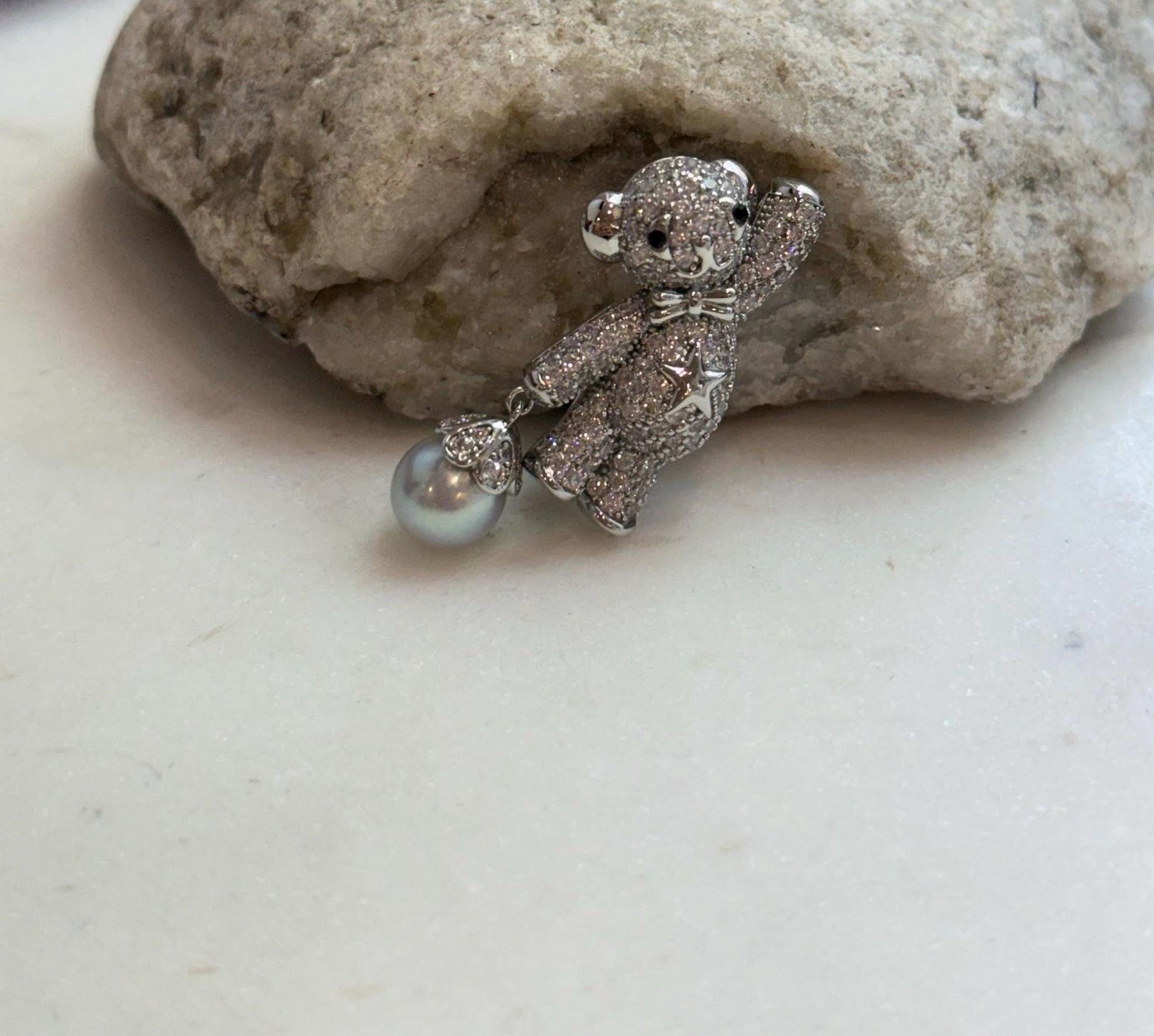 Blue silver Akoya pearl brooch for women gift