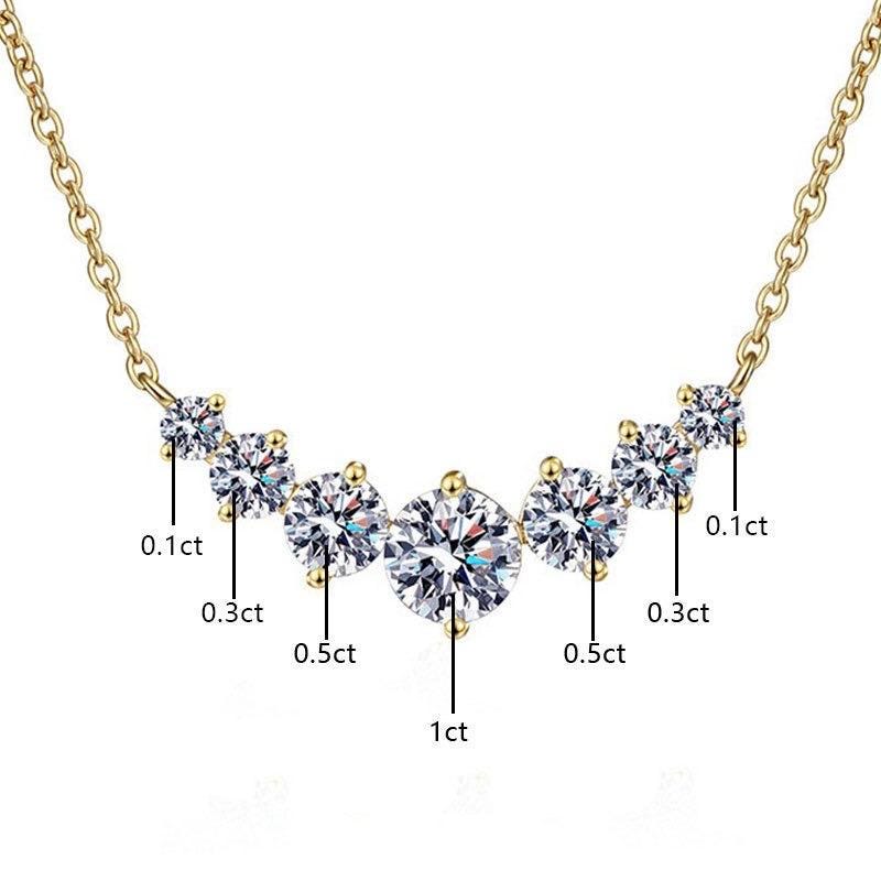7pcs D/VVS1 Moissanite Pendant Necklace, 2.8CT Round Brilliant Cut, Solid S925 Sterling Silver Minimalist Necklace Gift for Her