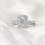 D Color VVS1 moissanite engagement ring close-up.