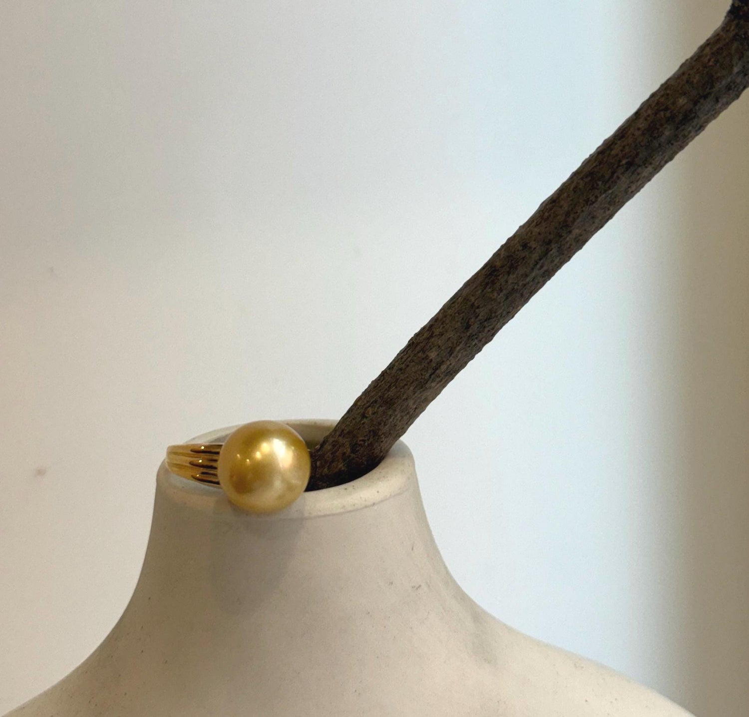 Elly’s 11.5mm South sea deep gold ocean pearl Ring: Extreme luster mirrored, S925 silver with gold plated adjustable Vintage Ring.