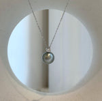 Elly’s 10.4mm Tahitian silver blue ocean Pearl pendant: Extreme luster mirrored, 1.4cm high, S925 silver pendant.