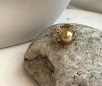 Elly’s 9.7mm South sea deep Tea gold ocean pearl Ring: Extreme luster, 1.2x2cm, S925 silver with gold plated adjustable Vintage Ring.