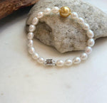 Elly’s 11.2mm South sea deep tea golden Freshwater Pearls Bracelet: Extreme luster mirrored, S925 silver Bracelet. Knotted 7.5”.