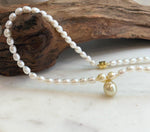Elly’s 10mm South sea golden Akoya Freshwater Pearls Bracelet: Extreme luster mirrored, S925 silver necklace. 16.6”.