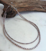 Metallic rose freshwater pearl double strand necklace with S925 silver clasp.