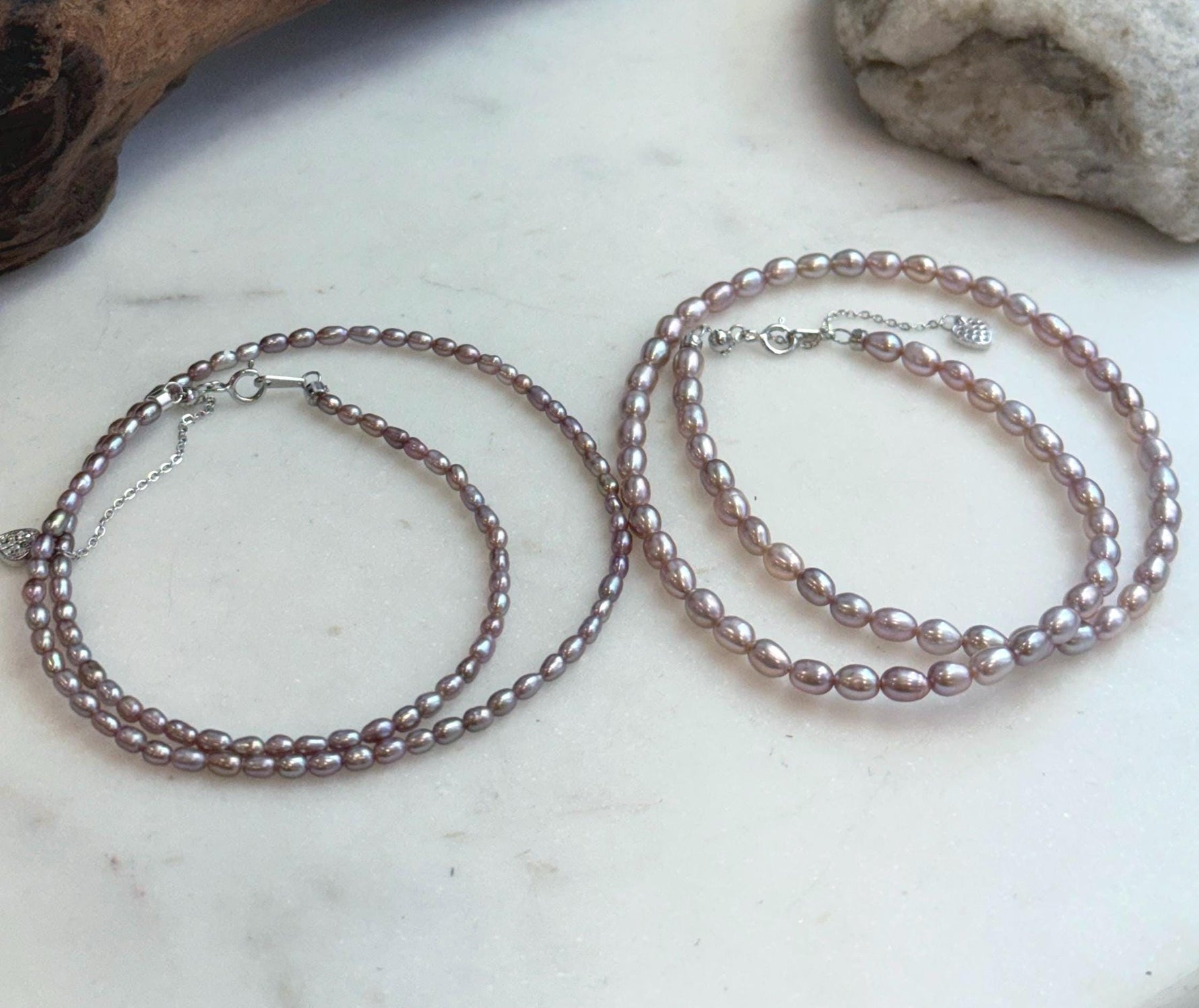 Natural metallic rose freshwater pearl jewelry.