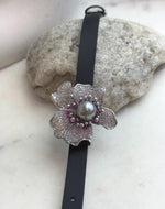 Elly’s Tahitian Silver platinum Ocean Pearl Genius Leather Strap Bracelet: 10.8mm, extreme luster mirrored, for 5.7”- 7.3” wrist.