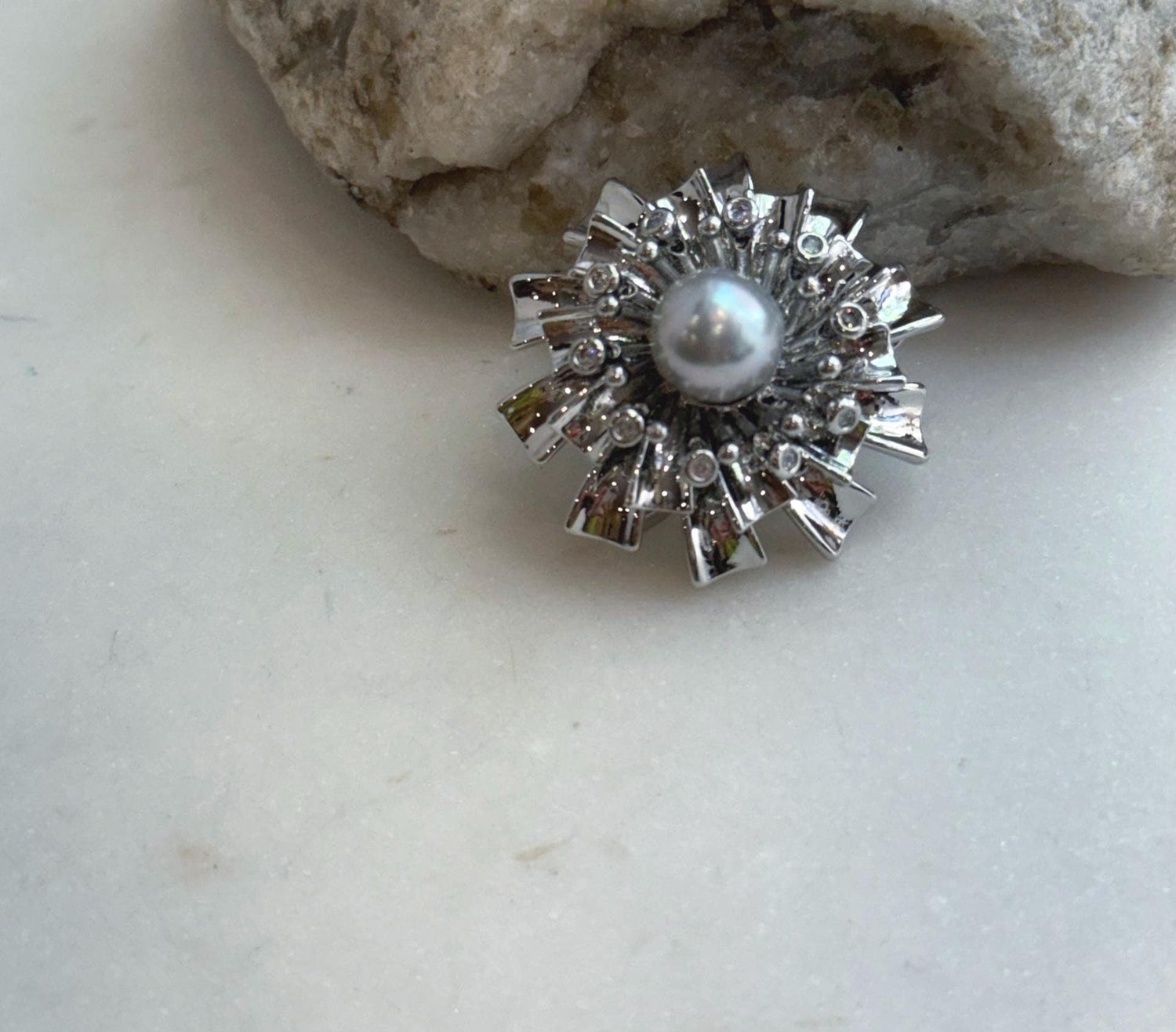 Elly’s Akoya Ocean Pearl Genius Leather Strap Floral Bracelet: 8.6mm, extreme luster mirrored, for 5.7”- 7.3” wrist.