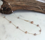 S925 sterling silver necklace set with Akoya pearl pendant and natural freshwater Keshi pearls.