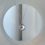 Elly’s 12mm Tahitian Taupe ocean Pearl pendant: Extreme luster mirrored, S925 silver minimalist pendant, 2.2cm high.