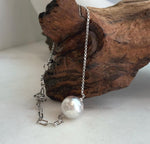 Elly’s 12.9mm Australian Ocean white silver Pearl bracelet: Extreme luster, to 8.3”, S925 silver adjustable bracelet.