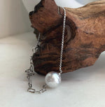 Elly’s 12.9mm Australian Ocean white silver Pearl bracelet: Extreme luster, to 8.3”, S925 silver adjustable bracelet.