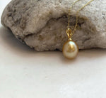 Elly’s 10.2mm South Sea deep tea Gold ocean Pearl pendant: Extreme luster mirrored, 1.9cm high, S925 silver w/ gold plated pendant.