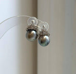 Elly’s 11.5mm Tahitian Platinum ocean Pearls Earrings: Extreme luster Mirrored, 2cm high, S925 silver cool fancy earrings.