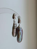 Elly’s 2 pairs Extremely strong luster natural Freshwater pearls s925 silver strip waterdrop strip earrings. Daily cool AB earrings.