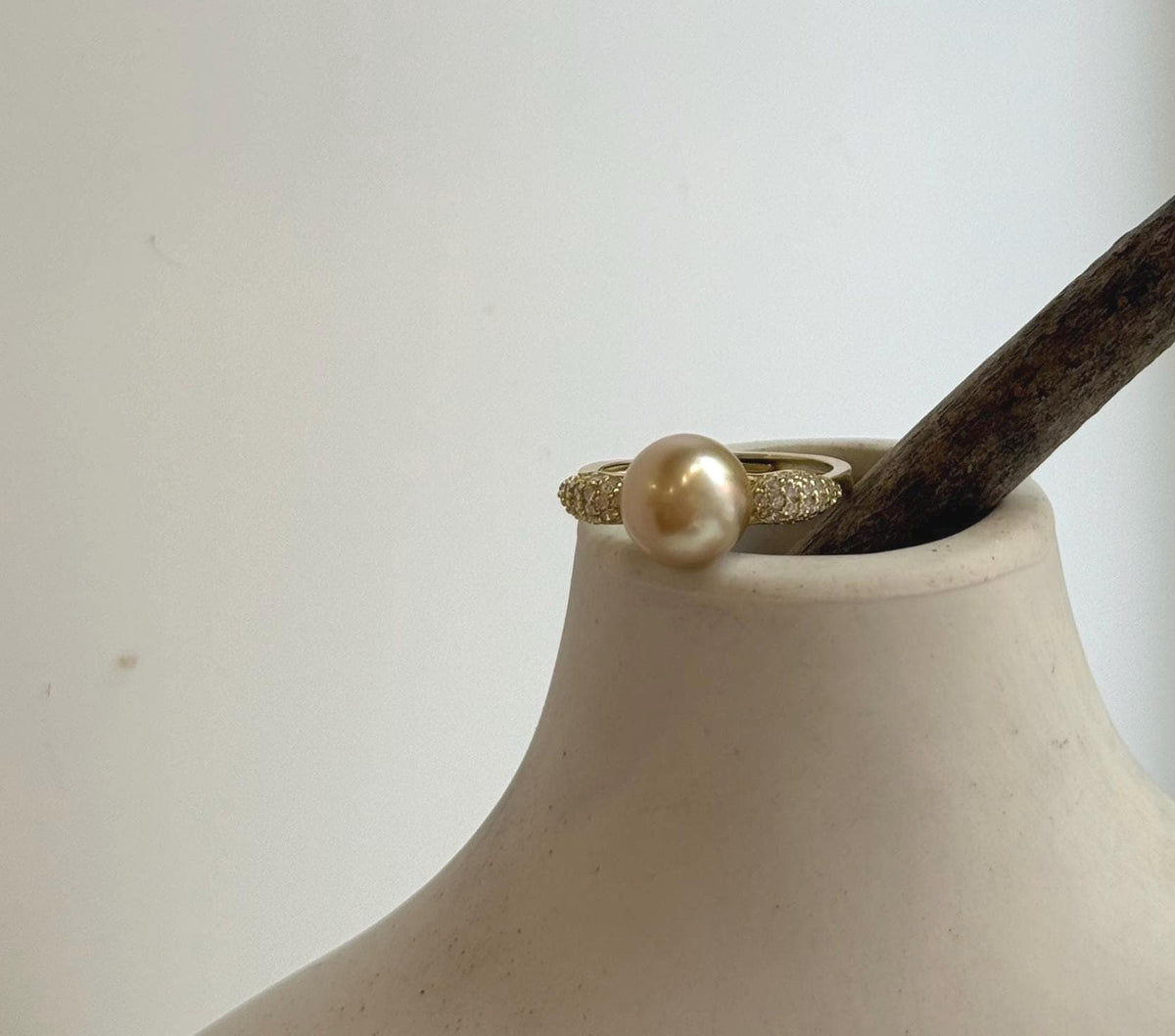 Elly’s 9.2mm South sea deep Tea gold ocean pearl Ring: Extreme luster, S925 silver with gold plated adjustable Vintage Ring.