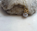 Elly’s 12.1mm Tahitian silver Platinum taupe ocean Owl pendant: Extreme luster mirrored, S925 silver pendant.