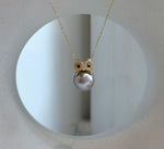 Elly’s 12.1mm Tahitian silver Platinum taupe ocean Owl pendant: Extreme luster mirrored, S925 silver pendant.