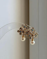 Elly’s 6.4mm Ivory Akoya Pearl Floral Stud Earrings | Genuine Saltwater Pearl | Minimalist Fancy Gift