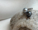 Elly’s Double Tahitian ocean pearls Ring: 9.9-10.1mm, Extreme luster mirrored, S925 Silver Adjustable Ring.