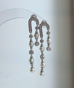 Elly’s 8pcs 4.3-4.5mm White Freshwater pearls Earrings chandeliers: Extreme luster mirrored, 4.8cm high, S925 silver vintage earrings.